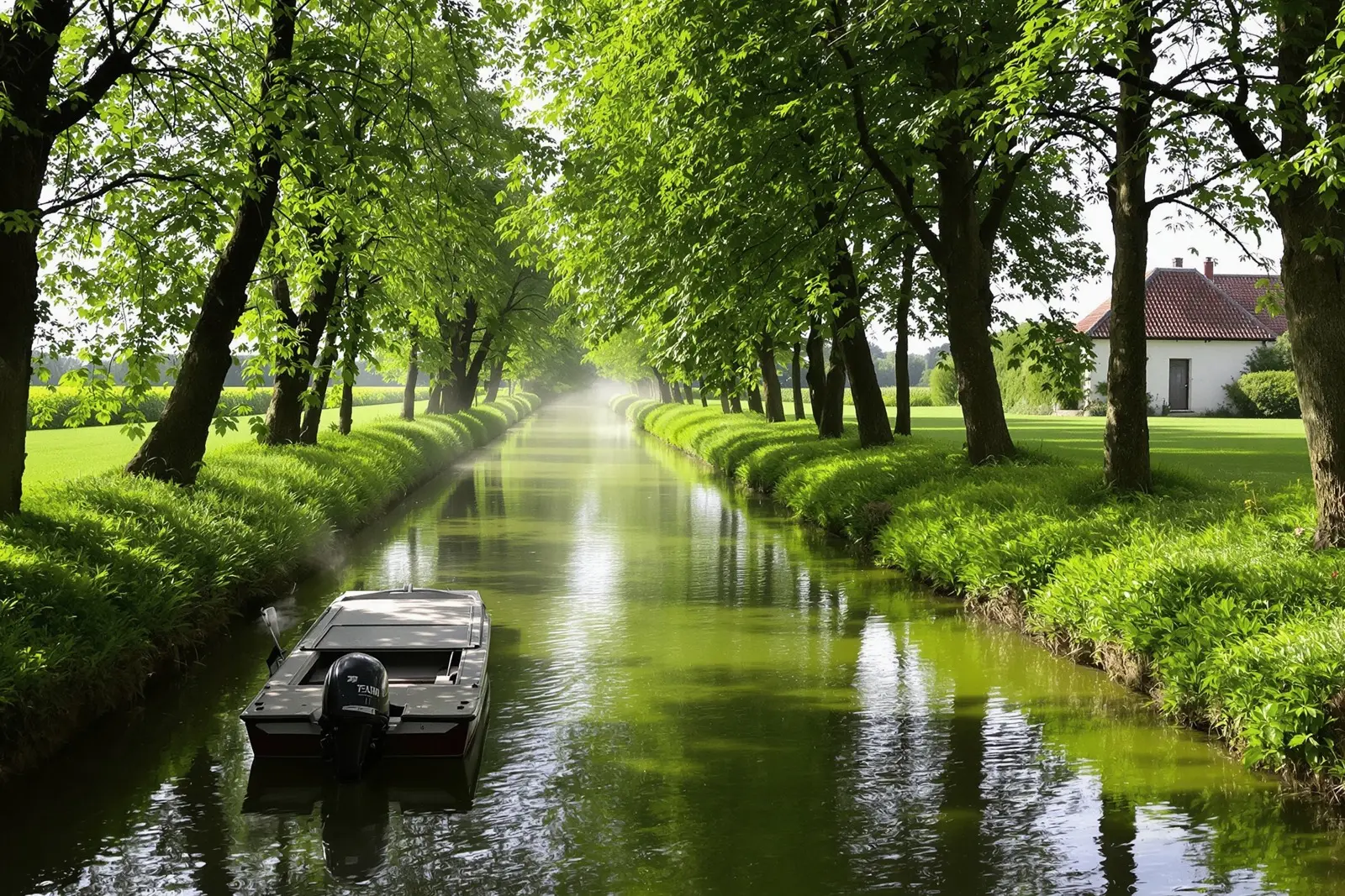 Canal du Marais poitevin au petit matin